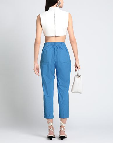 Woman Pants Azure Size 10 Cotton