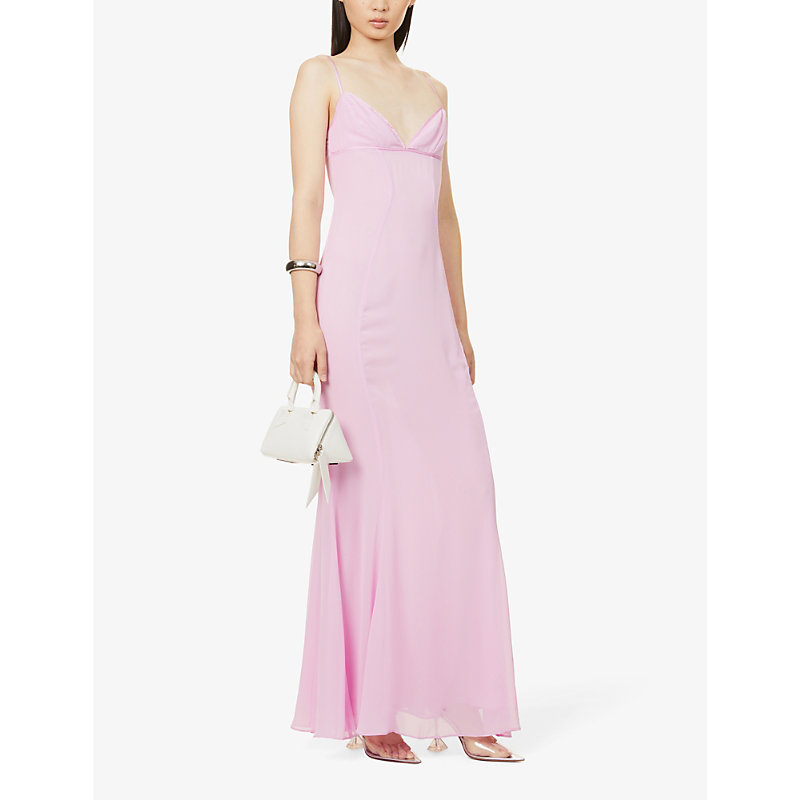 Womens Pink Loren Sweetheart-neck Mesh Maxi Dress