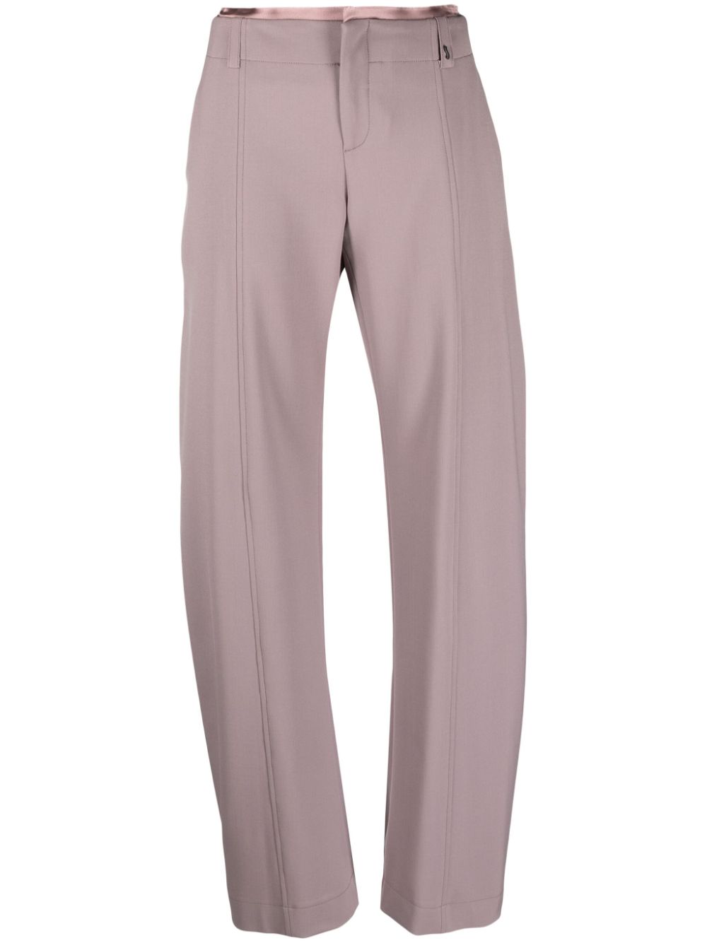 Layered-waistband straight-leg trousers - Purple