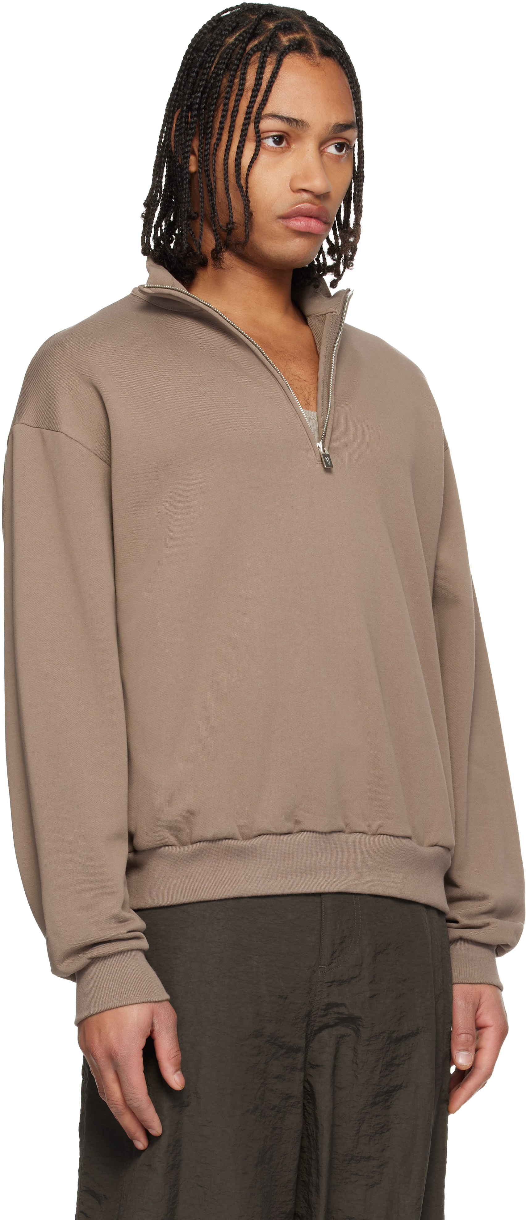 Brown Half-Zip Sweatshirt