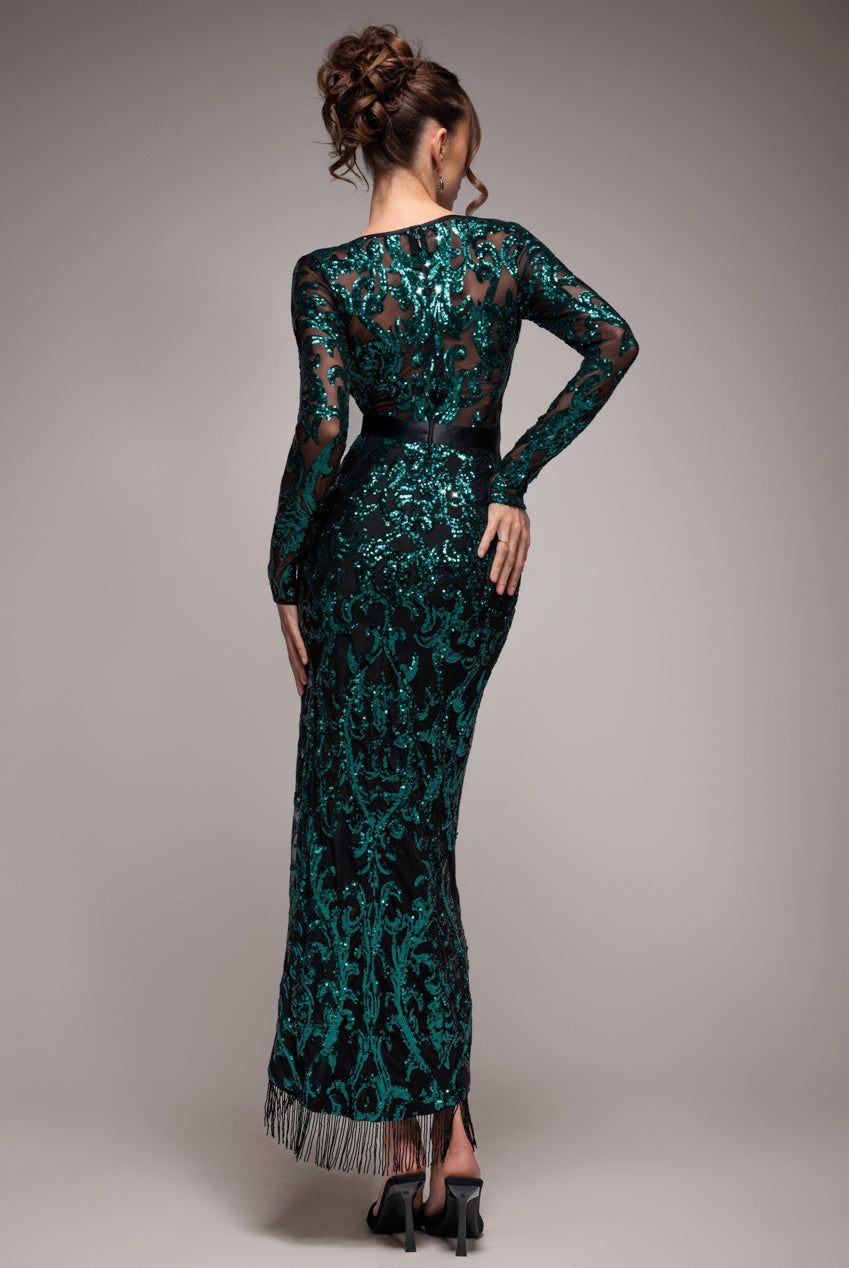Tassel & Sequin Maxi With Front Split