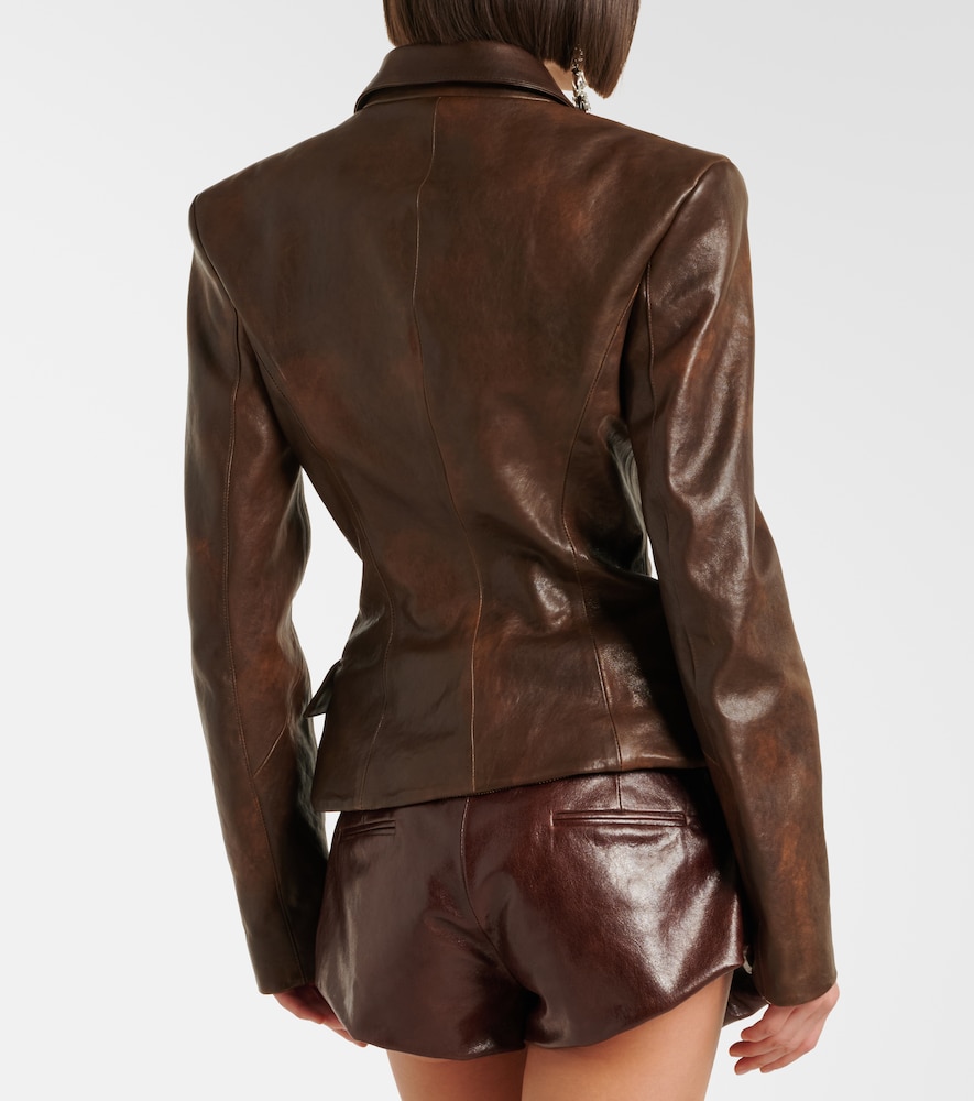 Belted leather shorts