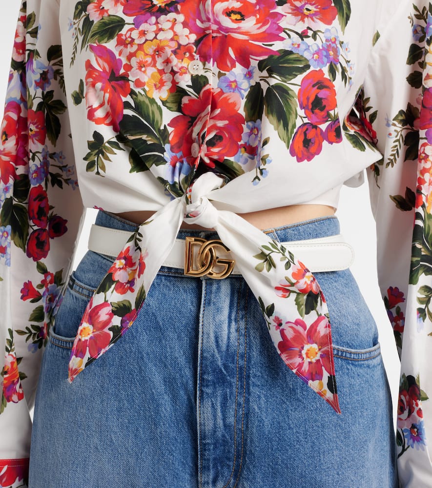 Floral cropped cotton shirt