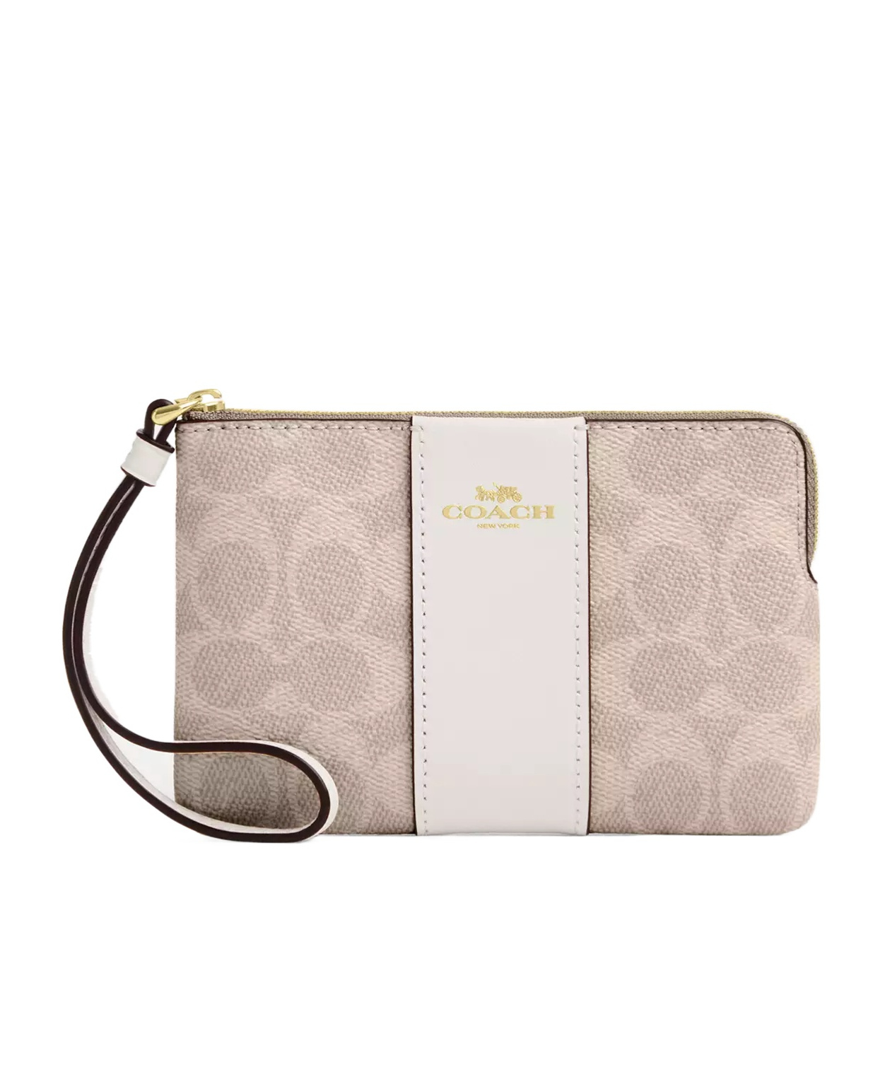 Corner Zip Wristlet In Signature Canvas With Stripe