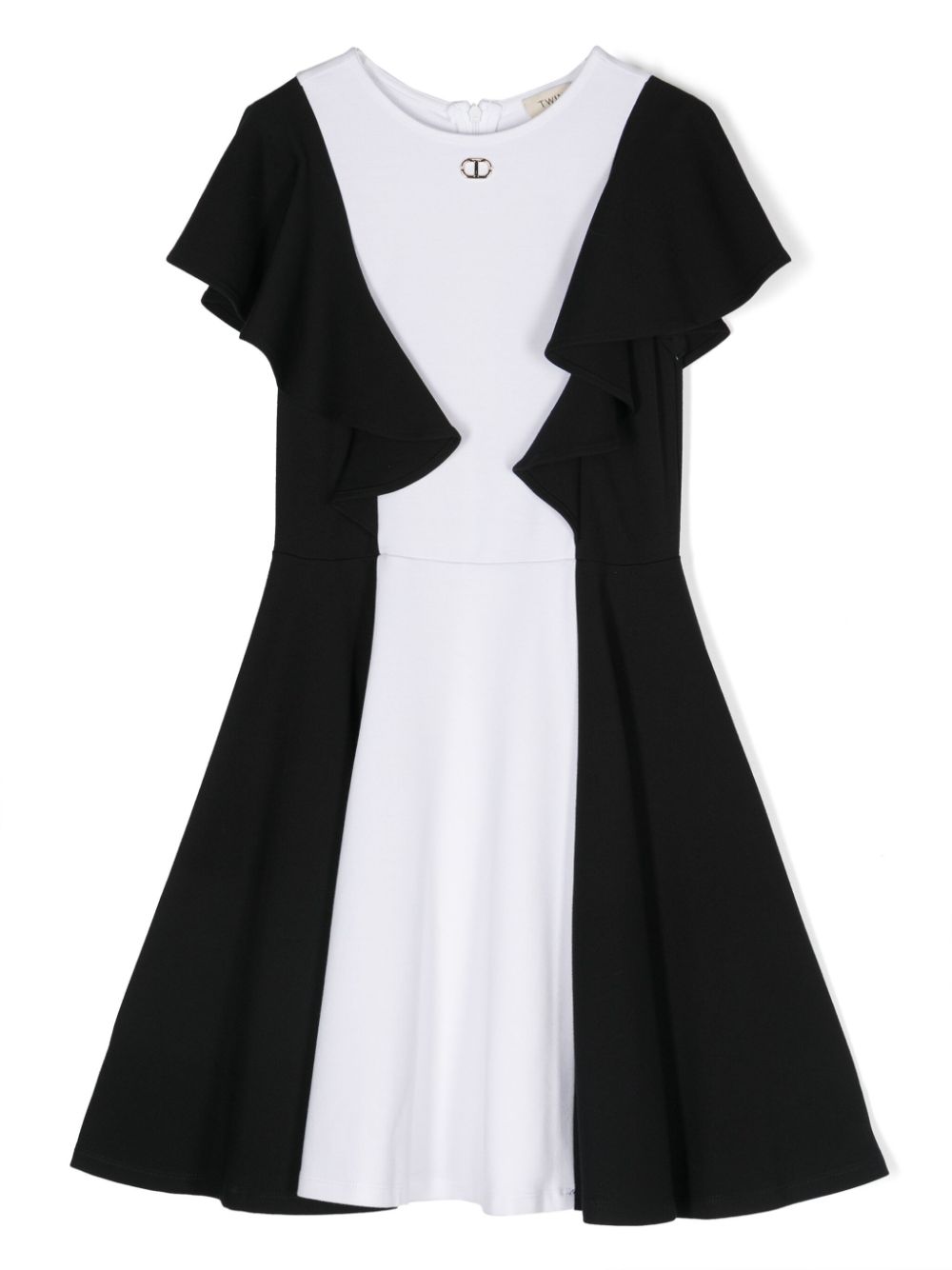Ruffled-sleeve dress - Black