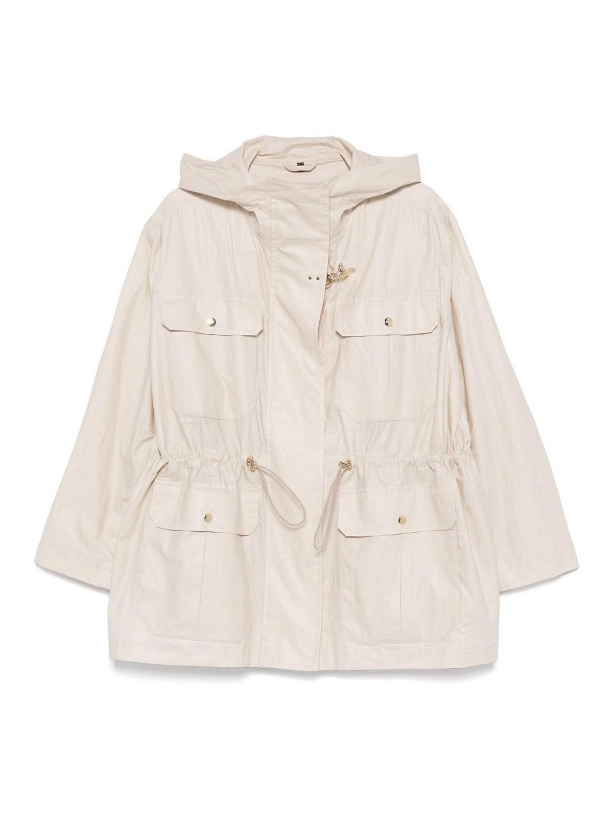 Linen And Cotton Blend Parka Coat