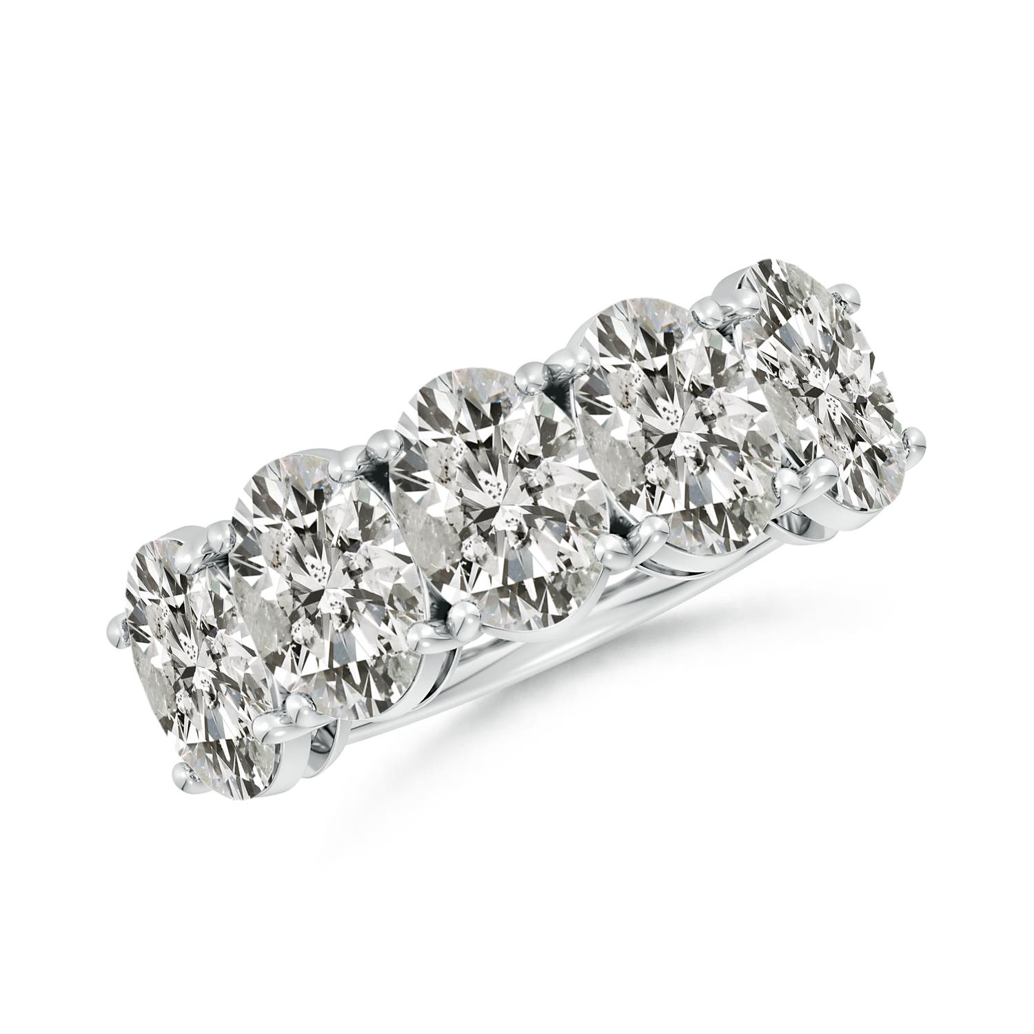 Angara 5.0 Carats Oval Diamond Five Stone Classic Anniversary Ring in 18K White Gold