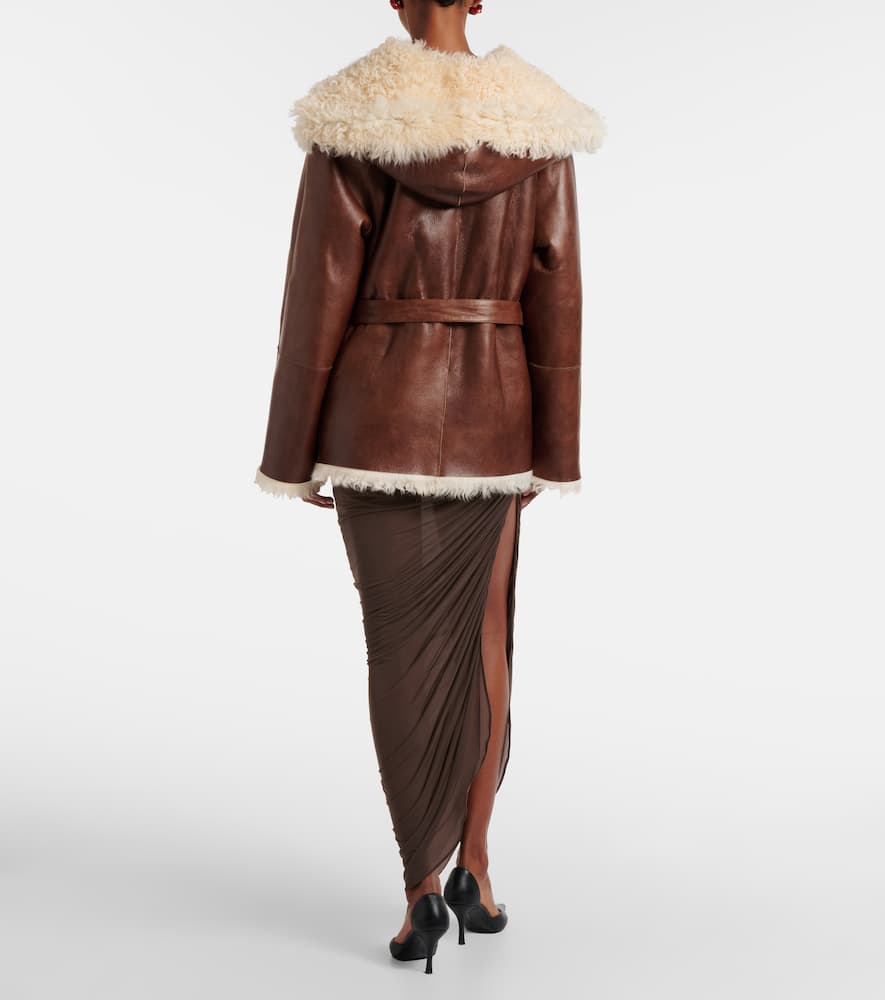 Shearling-trimmed leather jacket