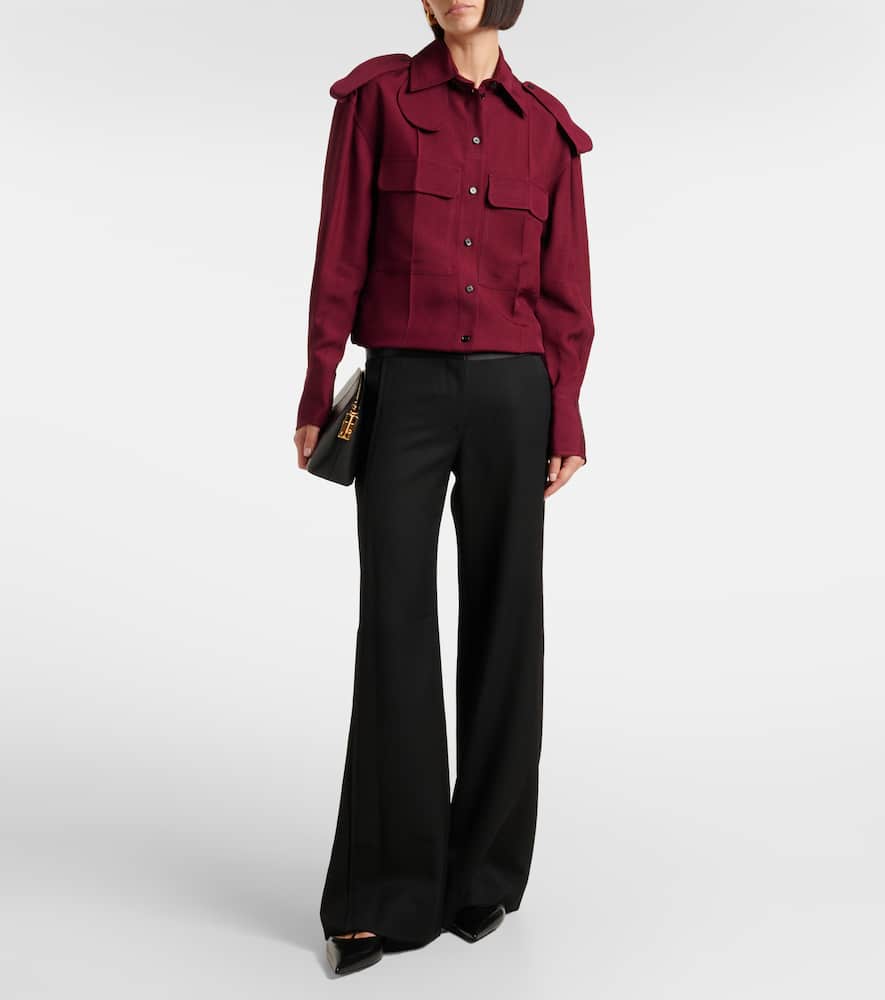 Side Panel wool-blend wide-leg pants