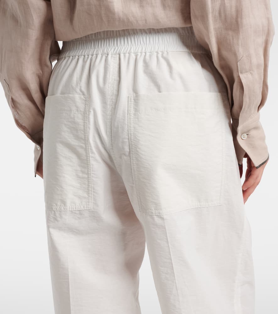 Cotton-blend wide-leg pants