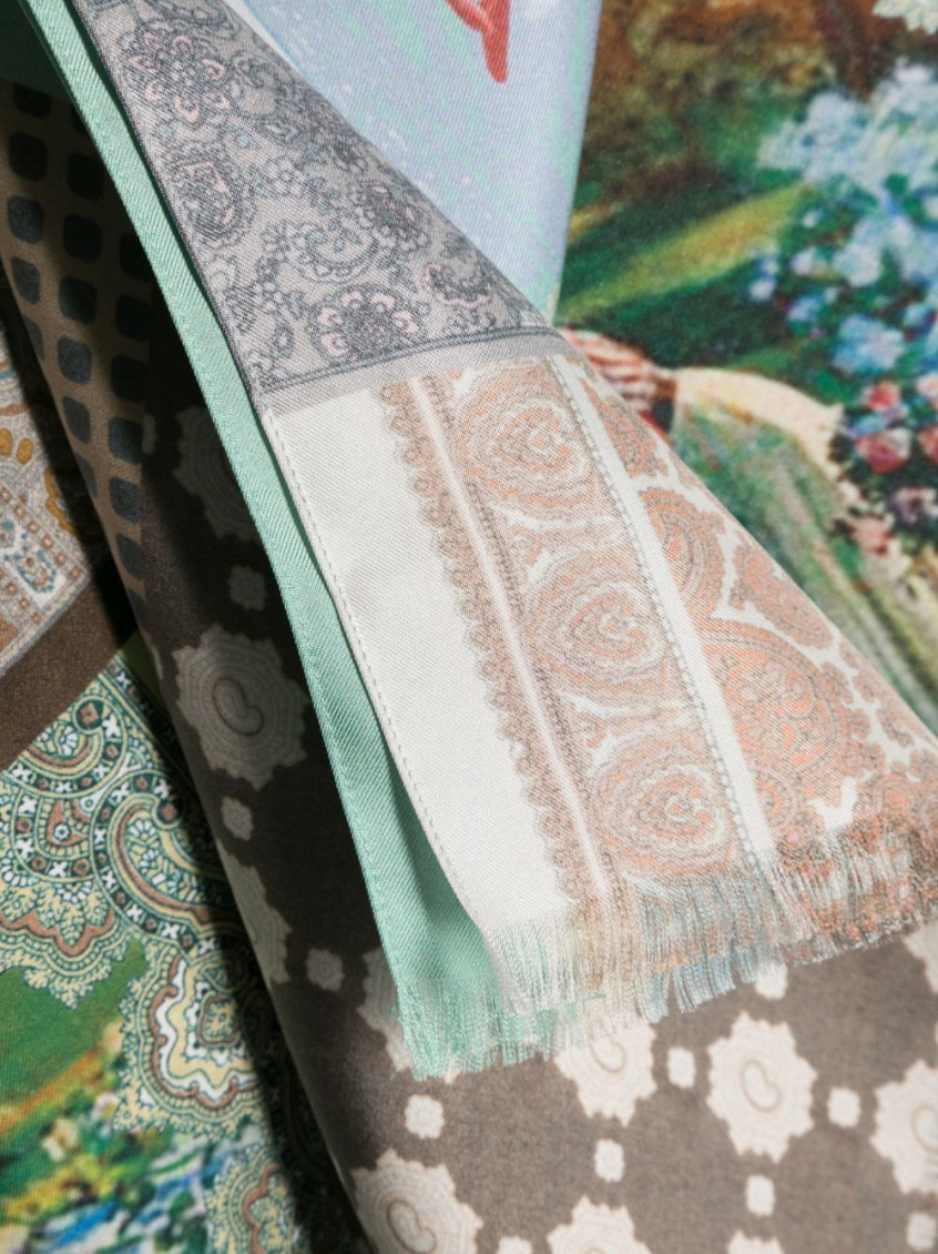 Grey Lago Di Como Printed Scarf