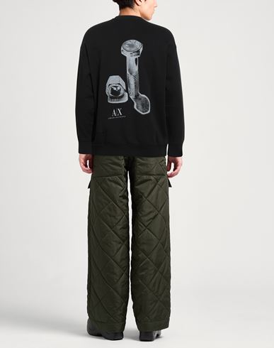 Man Sweatshirt Black Size M Cotton, Elastane