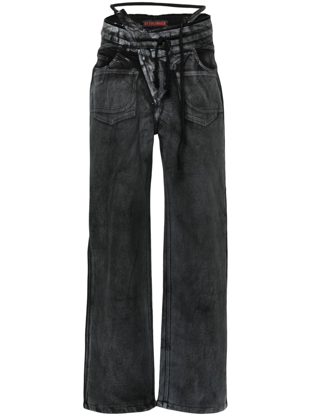 High-waist wide-leg trousers - Black