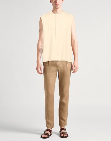 Man Shirt Pastel yellow Size 38 Cotton, Polyester