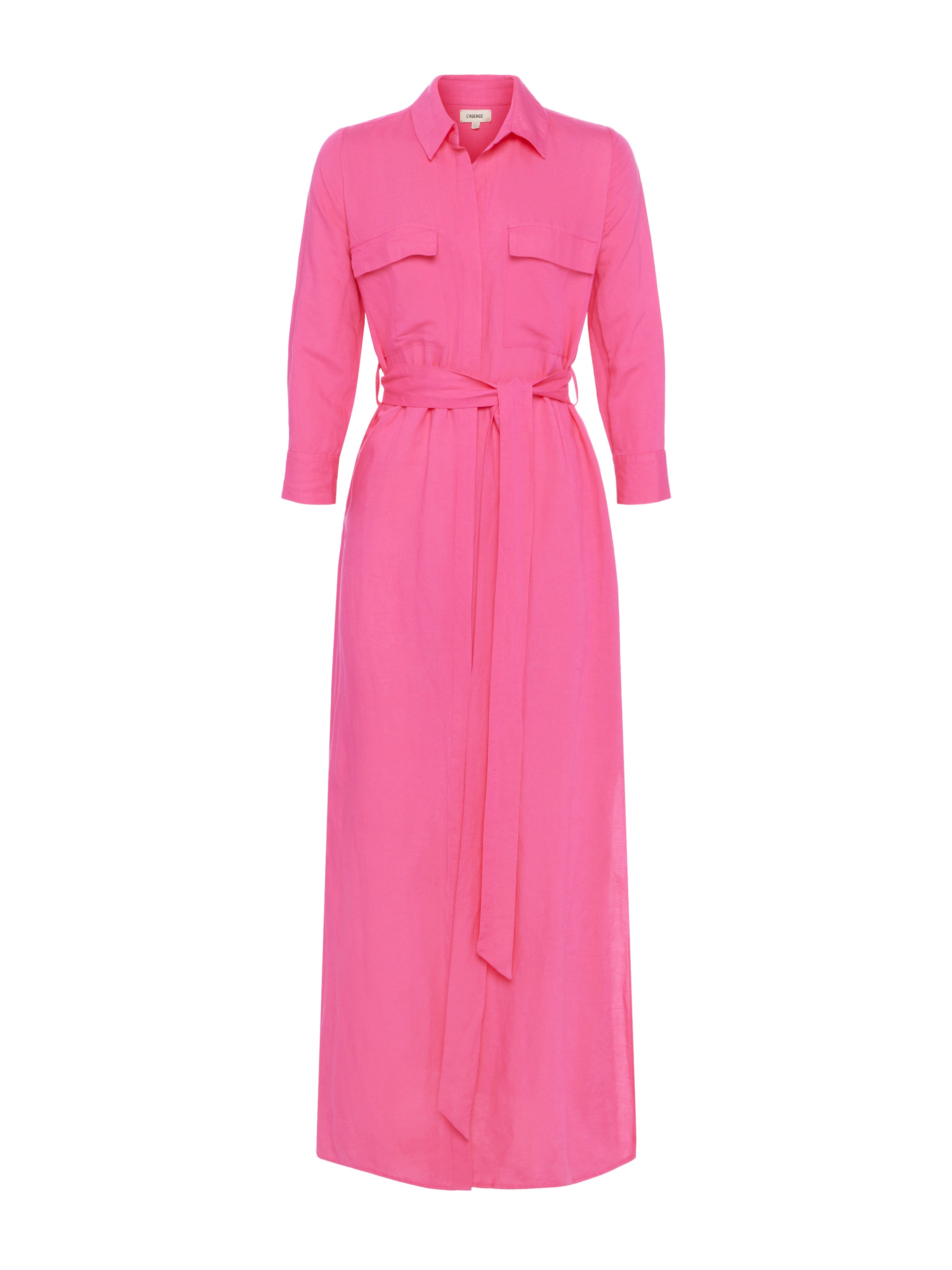 Cameron Linen-Blend Shirt Dress In Berry Pink