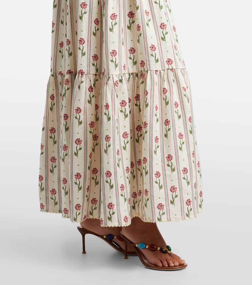 Bergamota floral linen maxi skirt