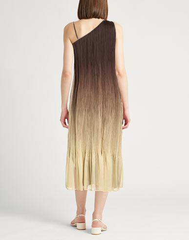 Woman Maxi dress Dark brown Size 6 Polyester