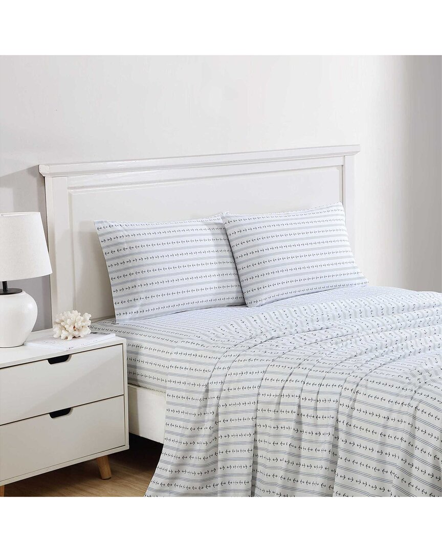 200 Thread Count Anchor Lines Cotton Percale Sheet Set