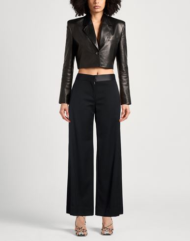 Woman Pants Black Size 10 Polyester, Virgin Wool