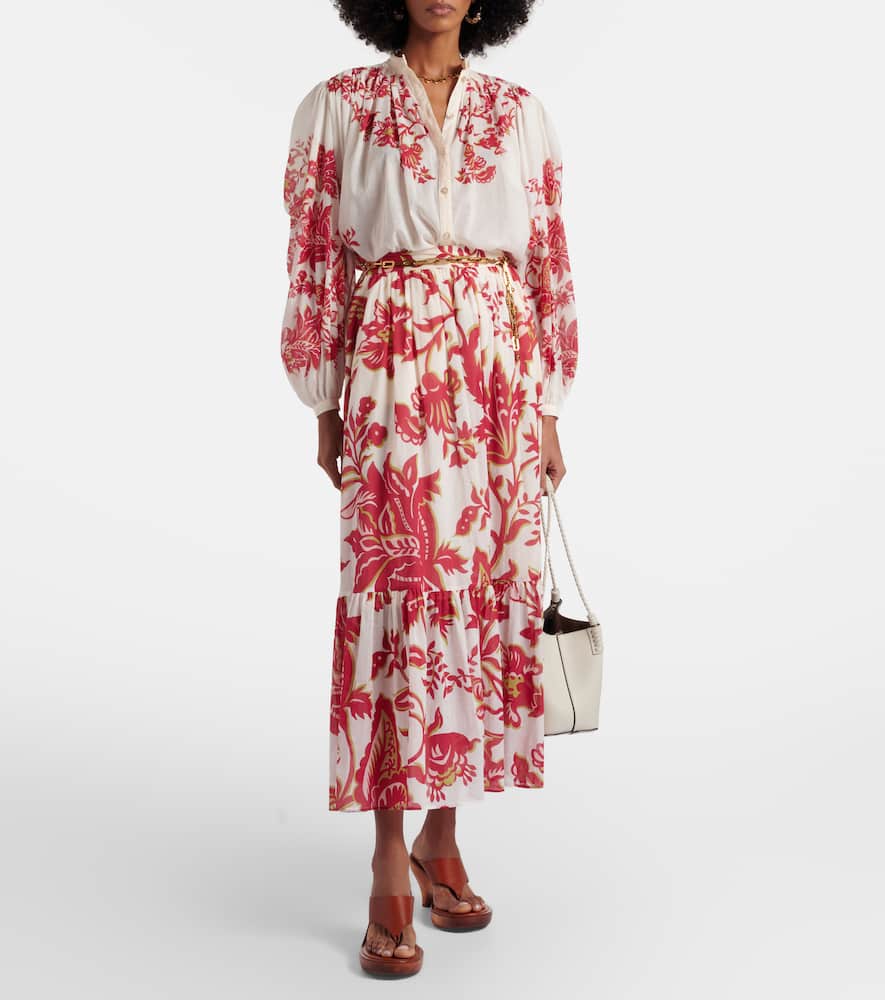 Floral cotton voile blouse