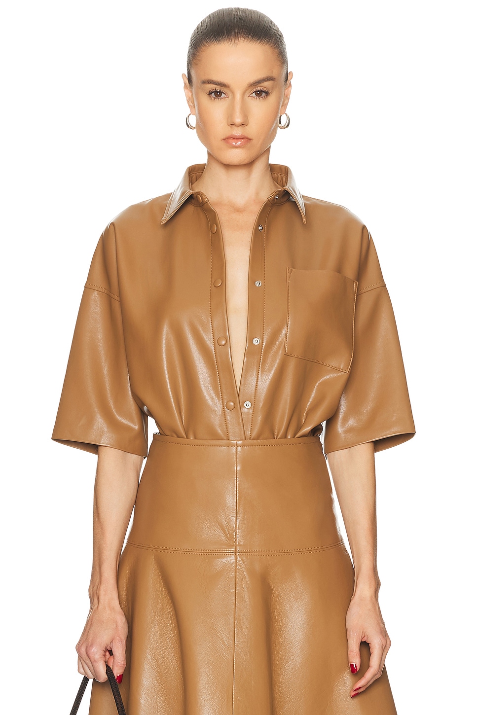 Citizens of Humanity Frances Cropped Cape Button Up in Tan. L. Also in XS
