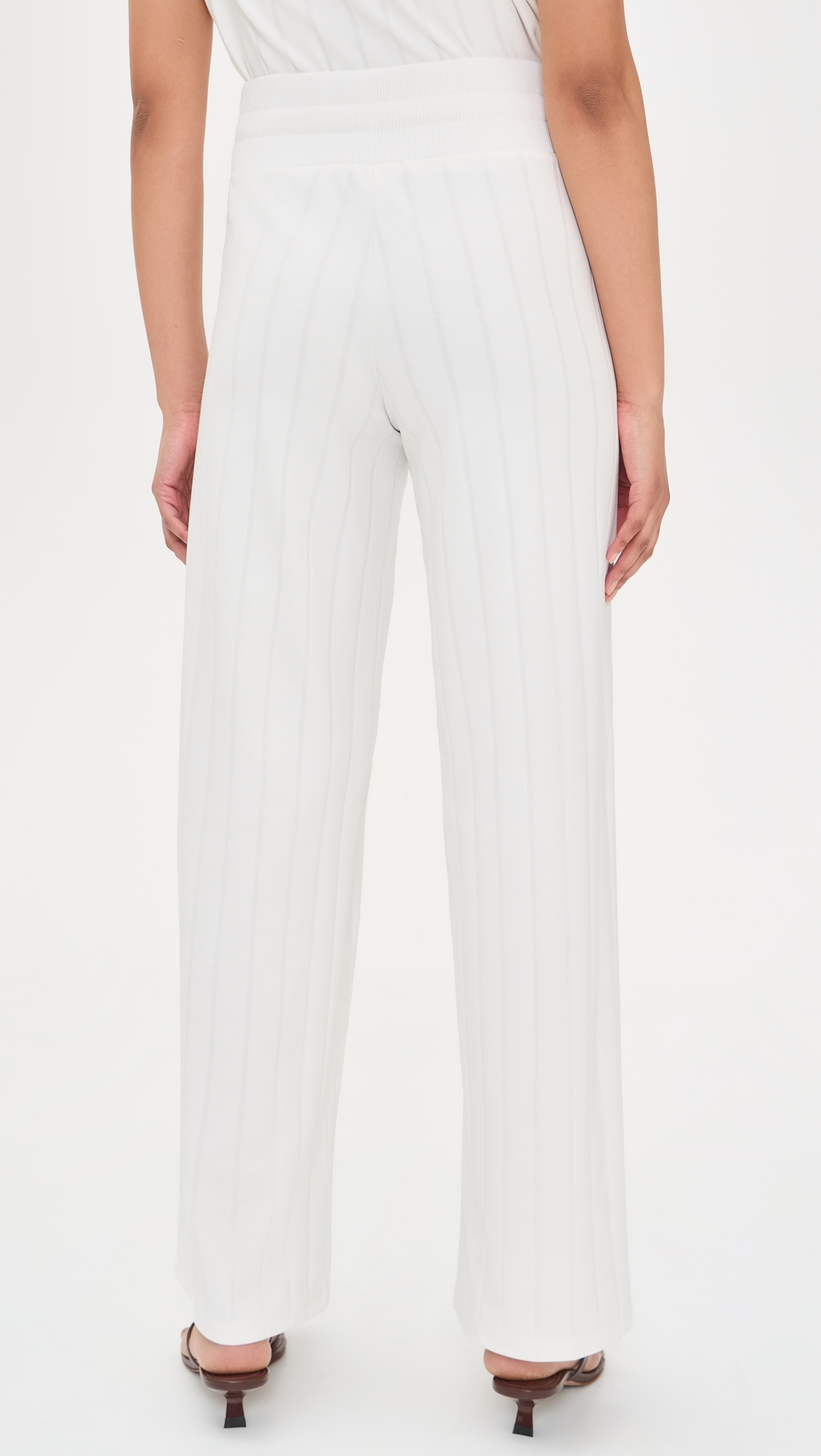X @Cellajaneblog Wide Rib Flare Pants White