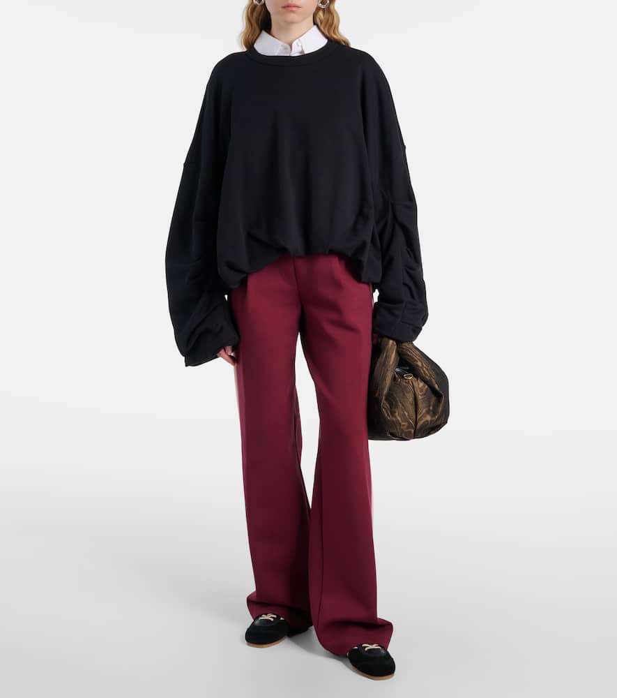 High-rise cotton-blend wide-leg pants