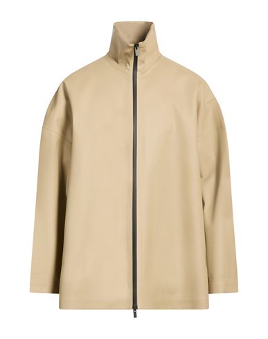 Man Overcoat & Trench Coat Sand Size L Polyurethane, Polyester