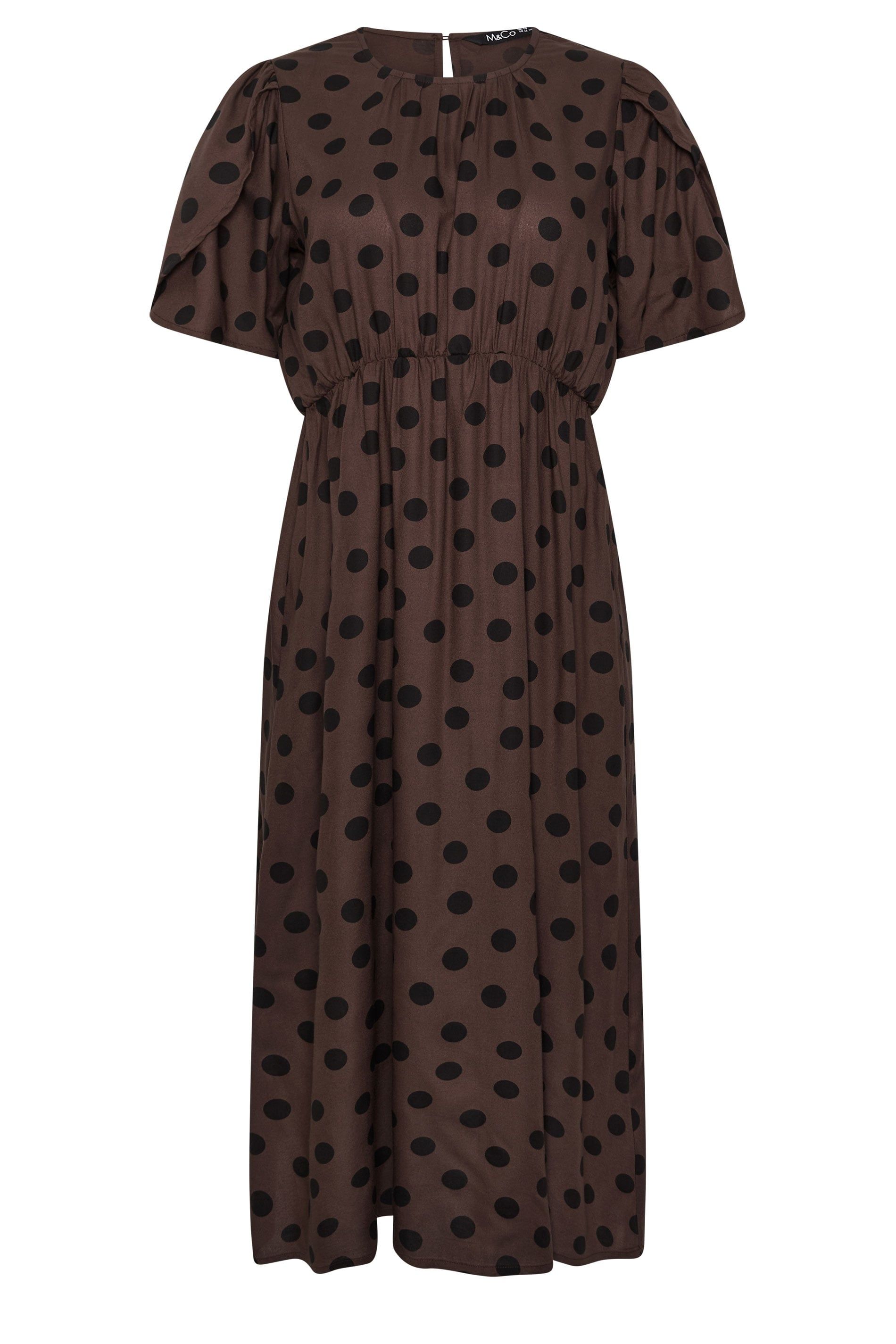M&Co Women's Tulip Sleeve Dress in Dark Brown