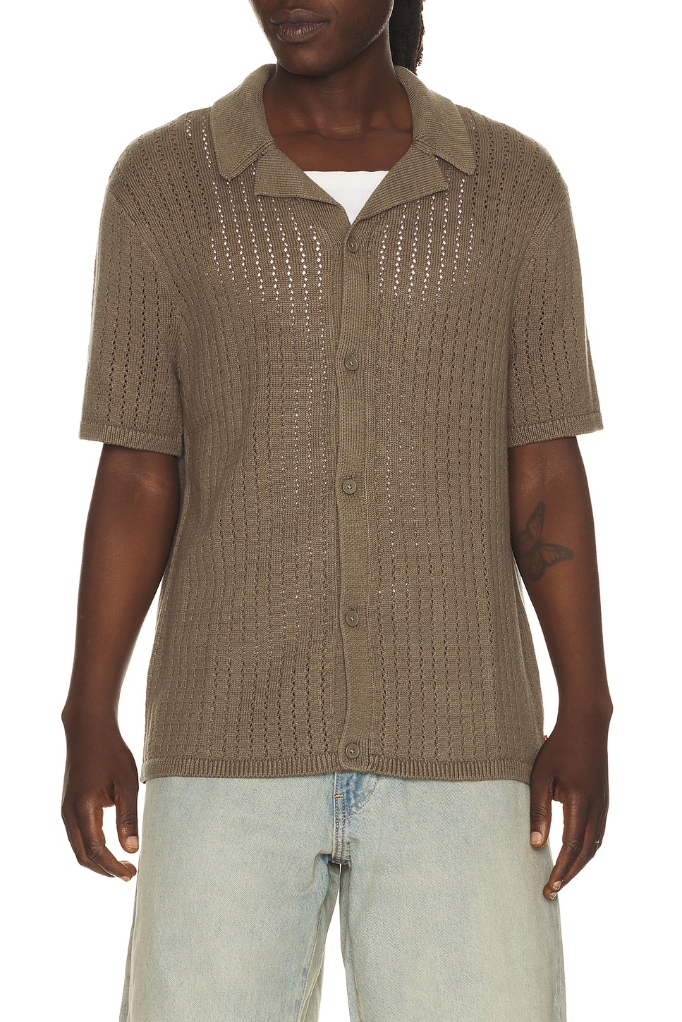 LEVI'S Costa Knit Camp Shirt in Bungee Cord - Brown. M also in S, L, XL/1X