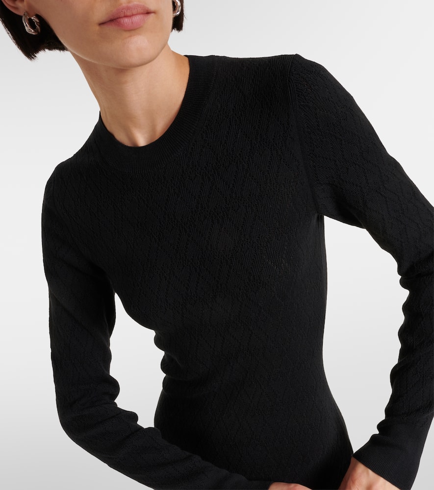 Knitted cotton and wool midi dress