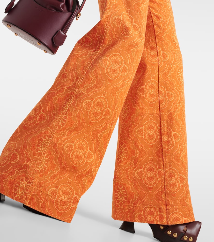 Printed high-rise flared jeans