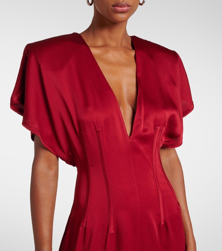 Draped satin midi dress