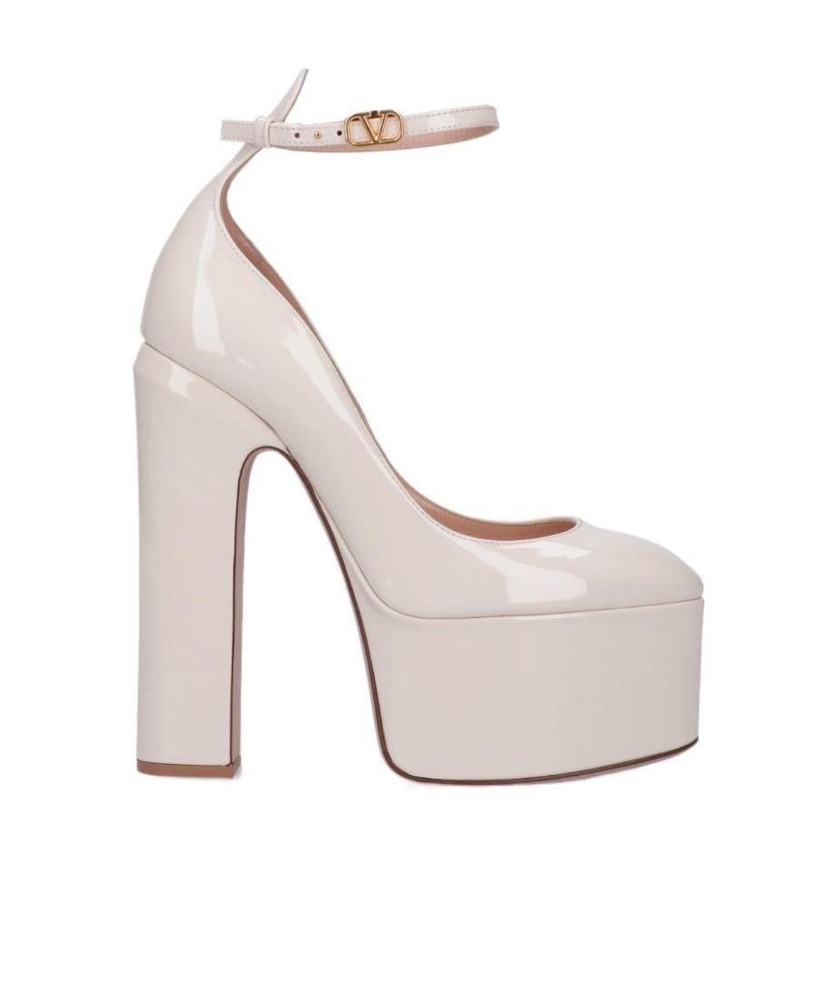 Tan-Go VLogo Plaque Platform Pumps