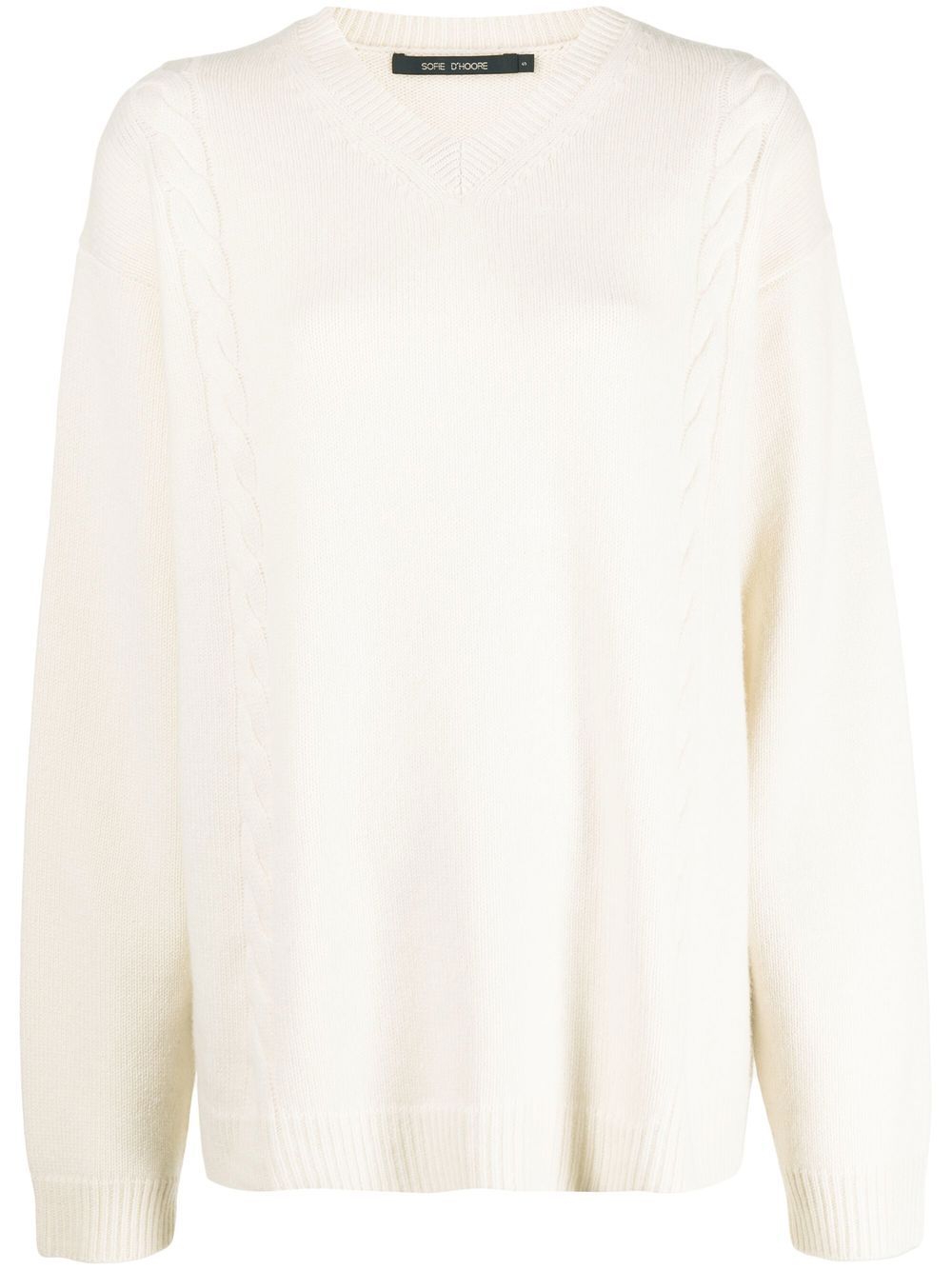 Cable-knit crew neck jumper - Neutrals