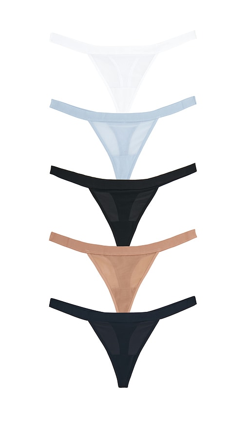 Negative Underwear Sieve Thong 5-pack in Cool - Blue. XS also in S, M