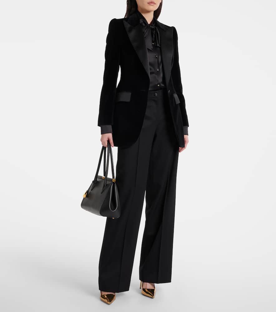 Tie-neck silk-blend satin blouse