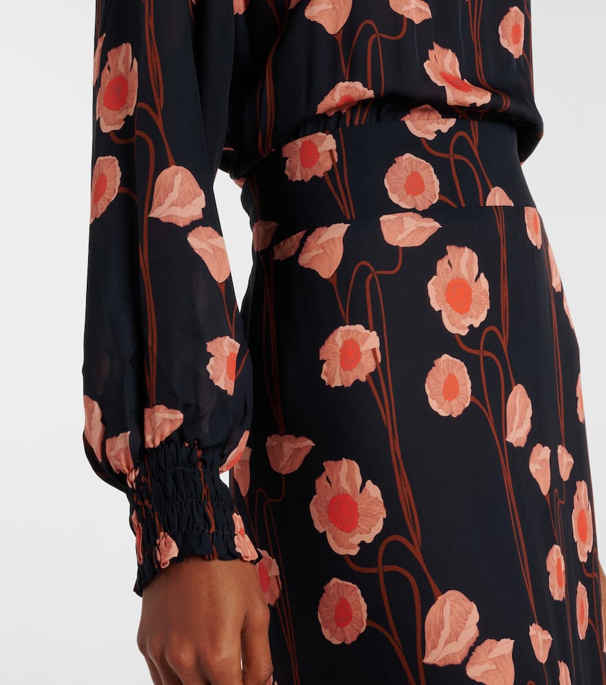 Floral silk georgette midi dress