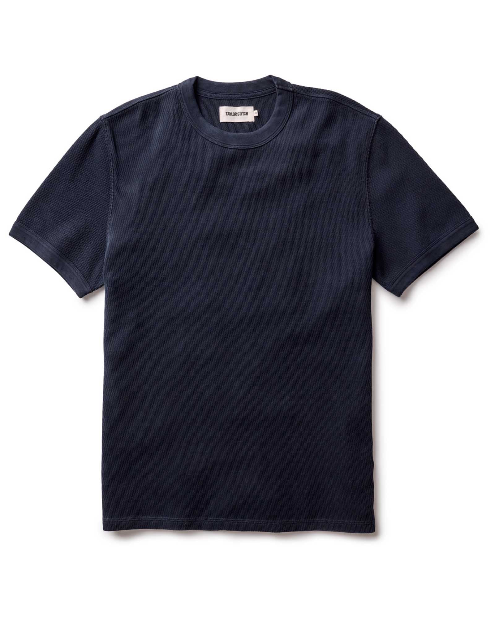 Men's Organic Cotton Short Sleeve Crew in Dark Navy Waffle