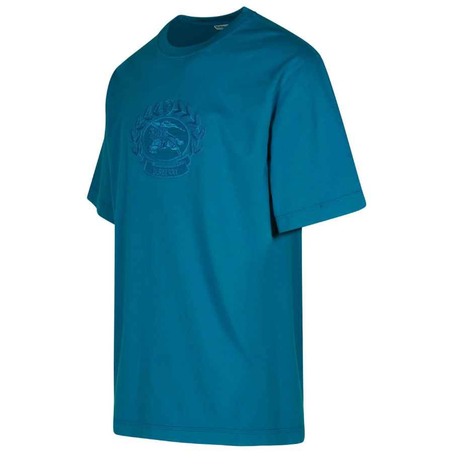 Oak Leaf Crest Embroidered Cotton Crewneck T-Shirt