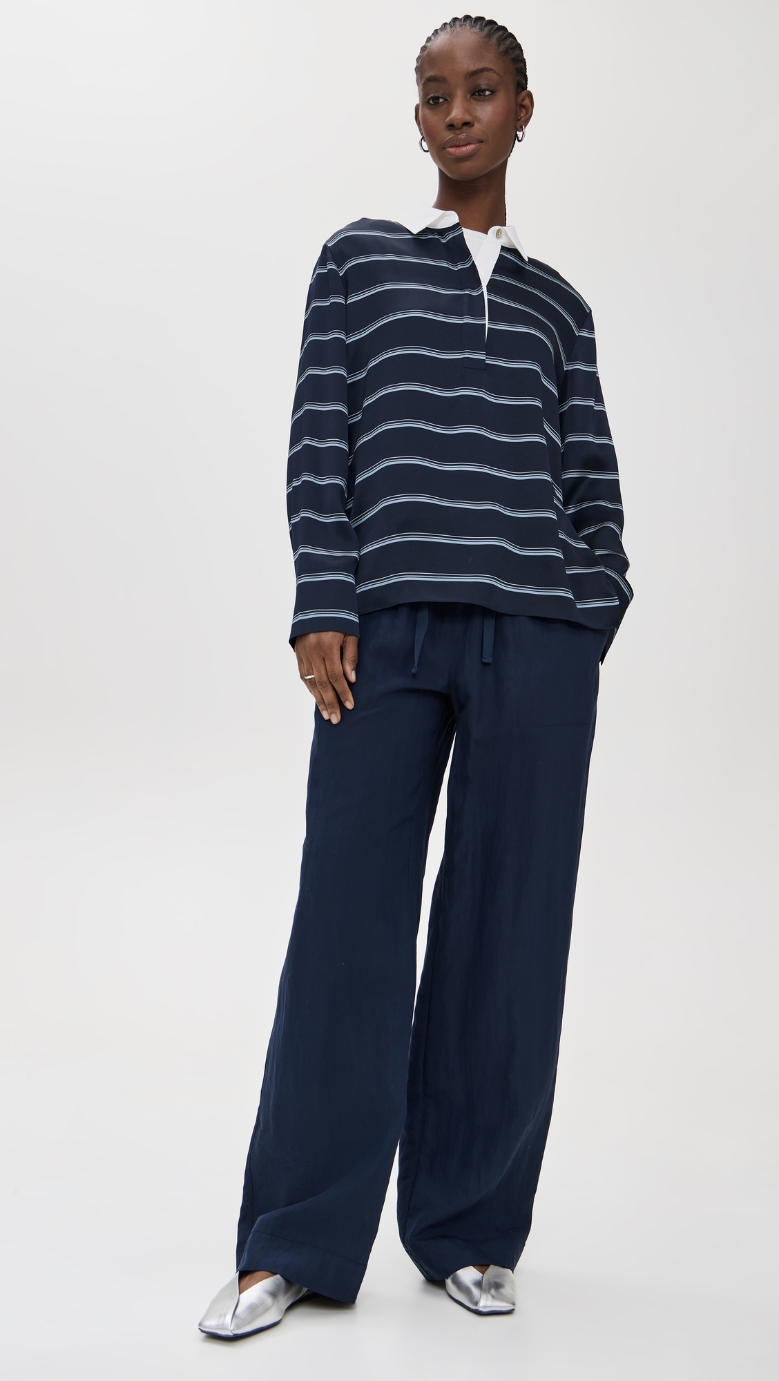 Mid Rise Utility Drawstring Pants Coastal Blue