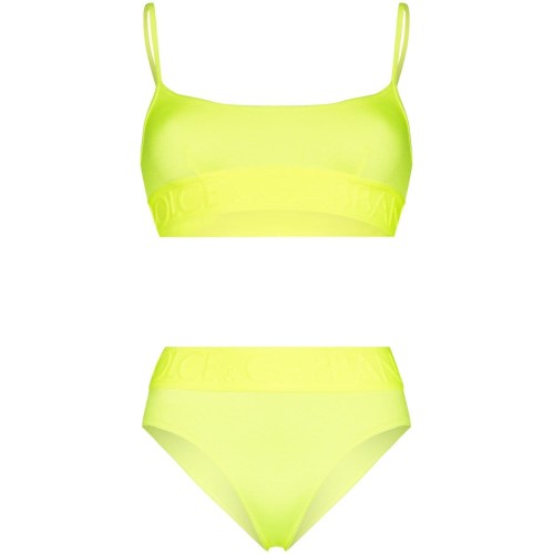 Logo-band high-rise bikini set - Yellow