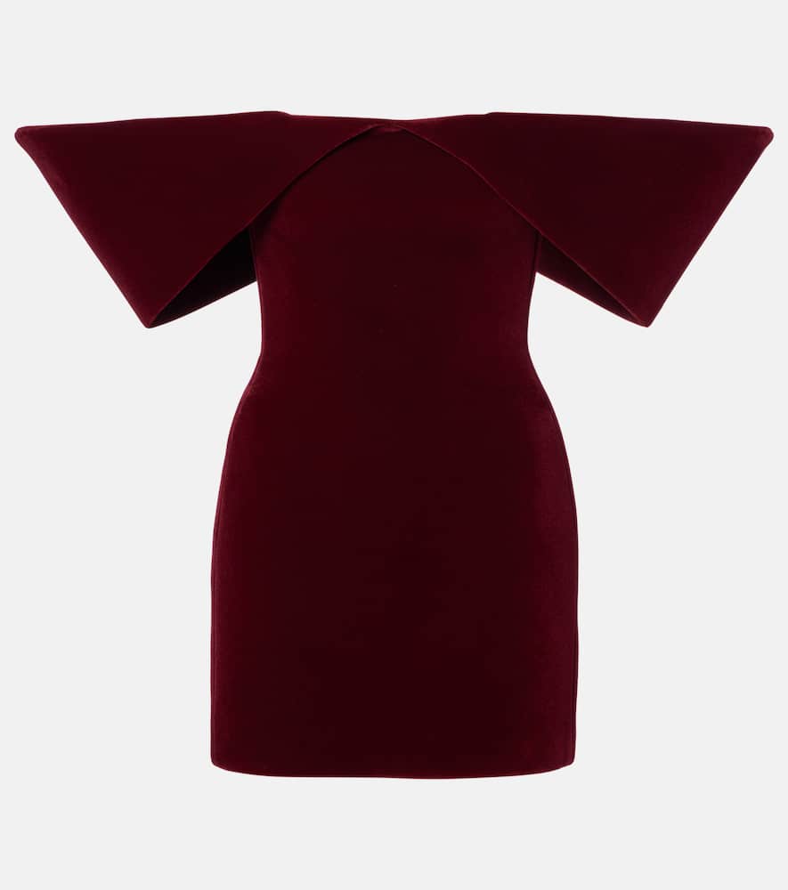 Off-shoulder velvet minidress