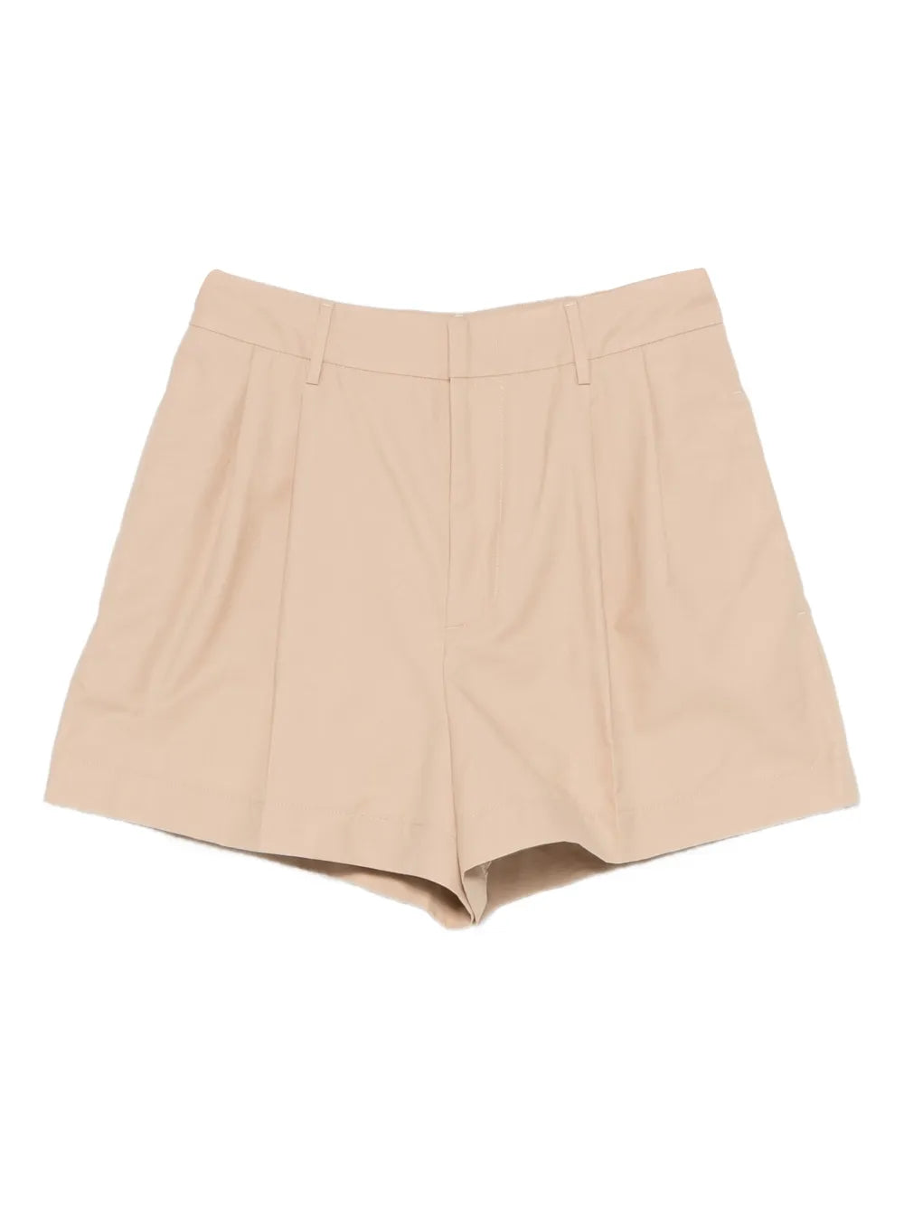 Pleated Shorts — Beige