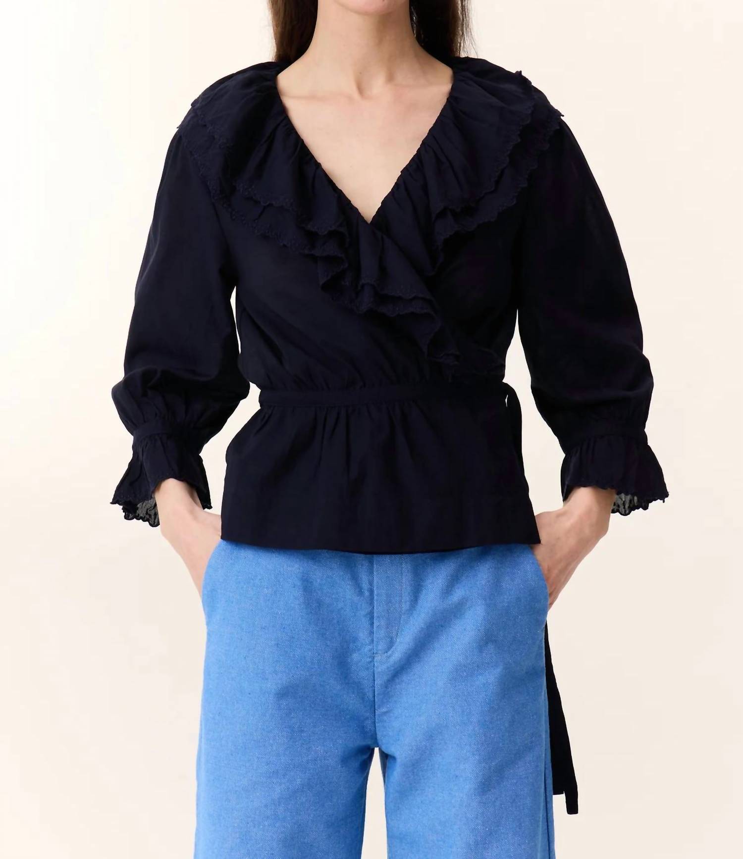 Cala Plain Blouse In Black Iris
