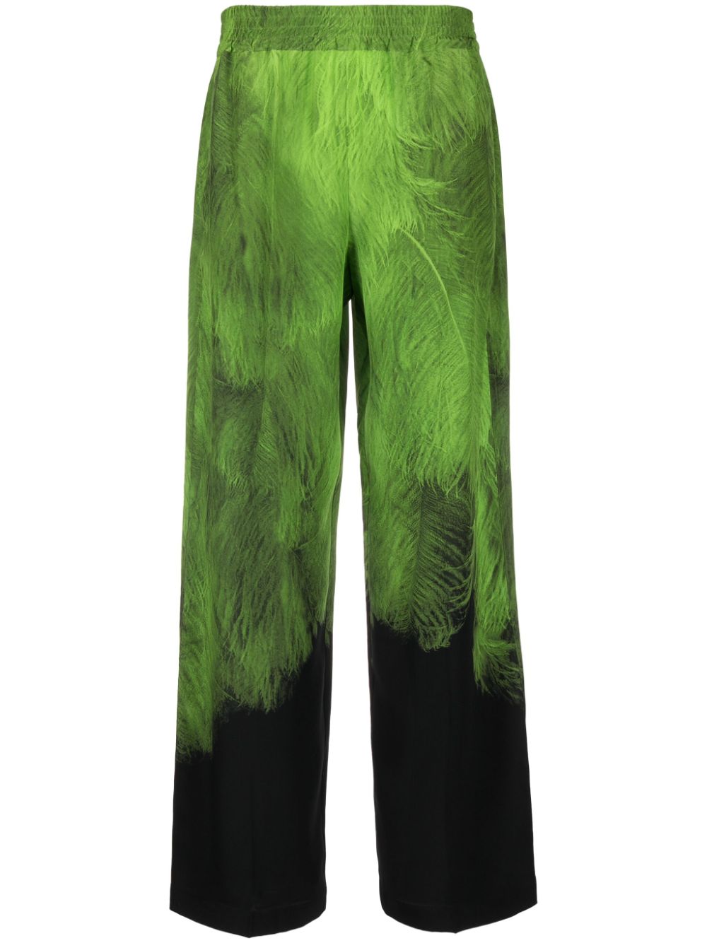 Feather-print silk trousers - Green
