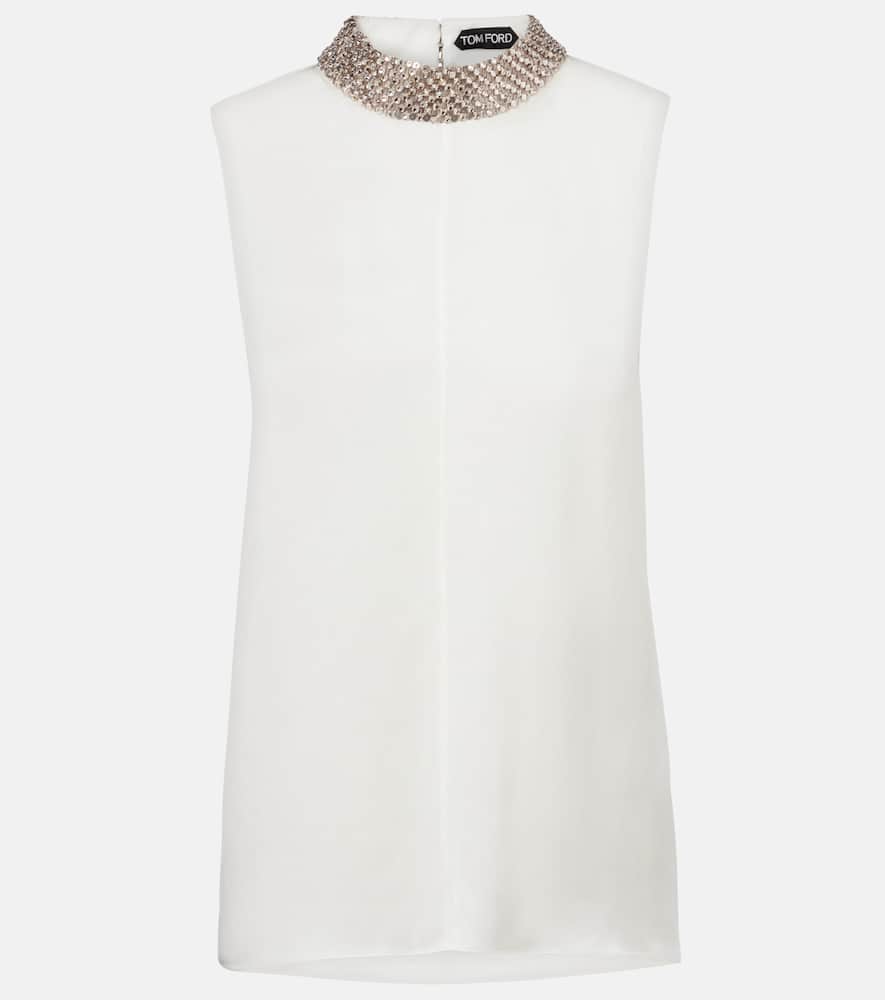 Sequined silk satin top
