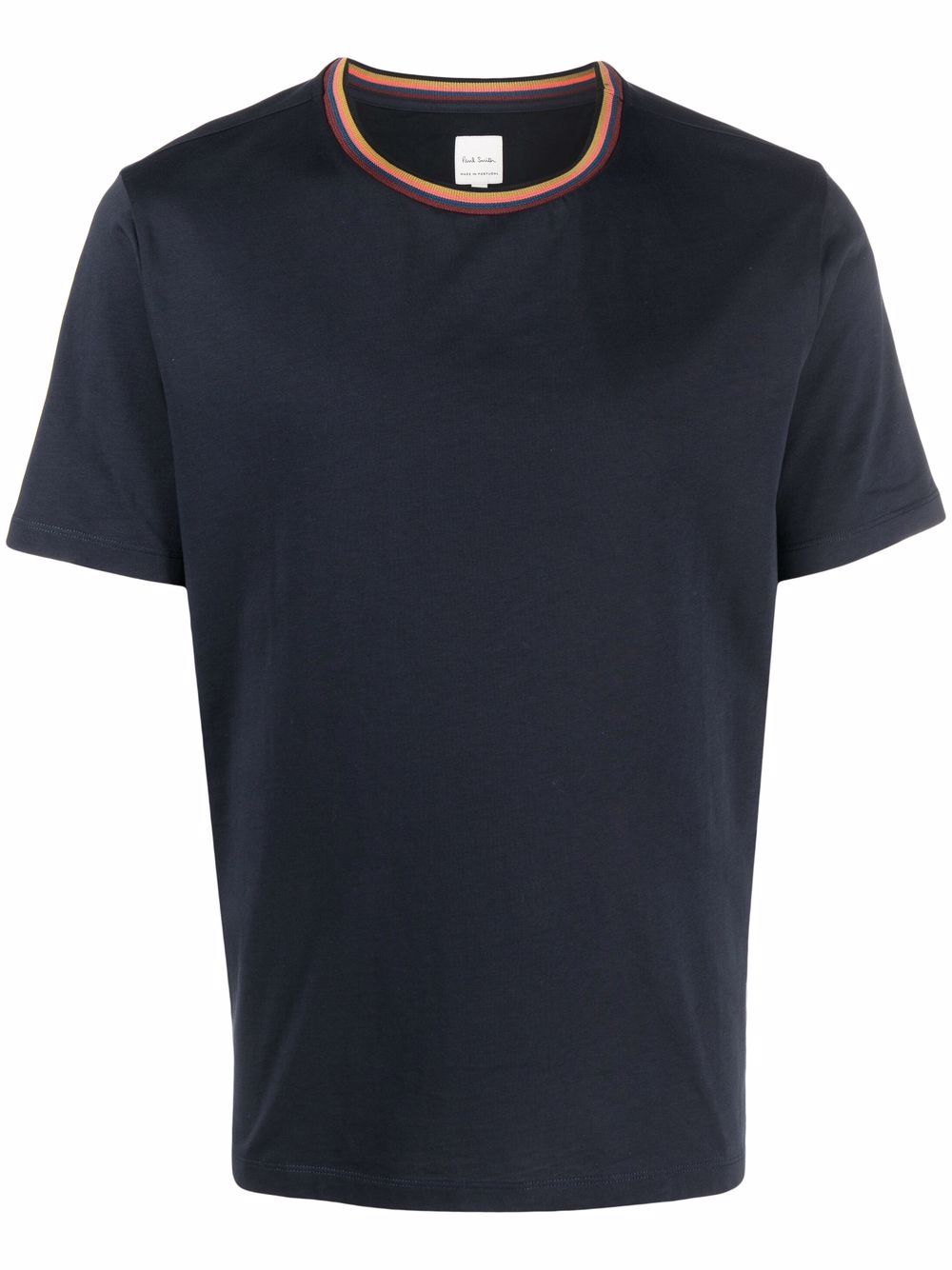 Stripe-trim organic cotton T-shirt
