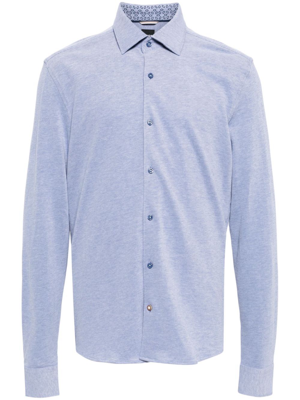 Mélange-effect cotton shirt - Blue
