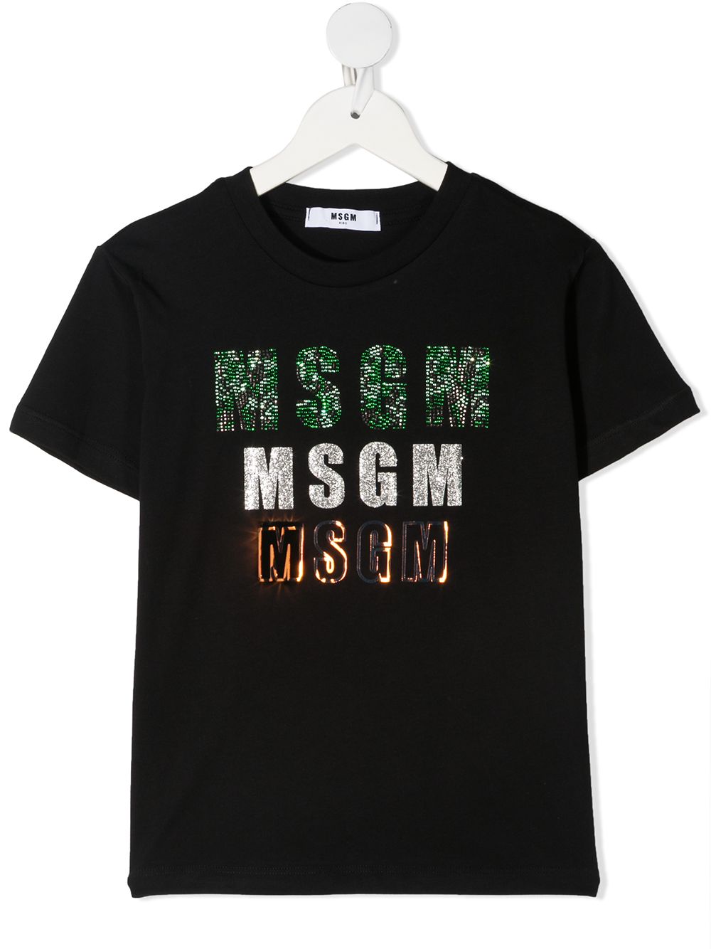 Logo-print metallic t-shirt - Black